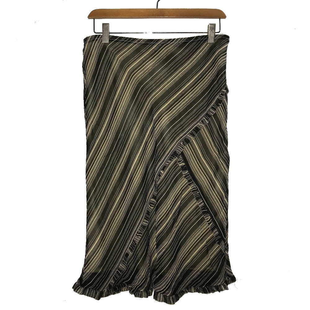 Max Studio Silk Diagonal Lines Skirt